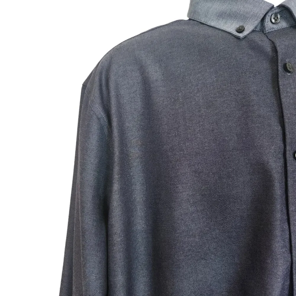 Calvin Klein Dress Shirt Mens 18 Collar Slim Fit Blue Contrast Collar - Picture 3 of 9